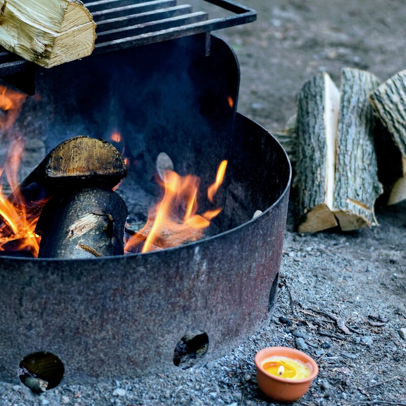 Grill steht im Wald