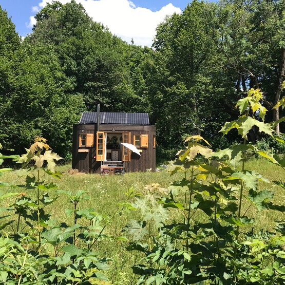 Kleine Hütte auf Wiese