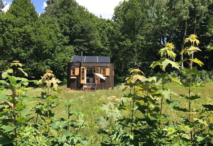 Kleine Hütte auf Wiese