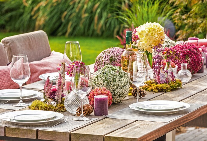Tischdeko mit Sommerheide