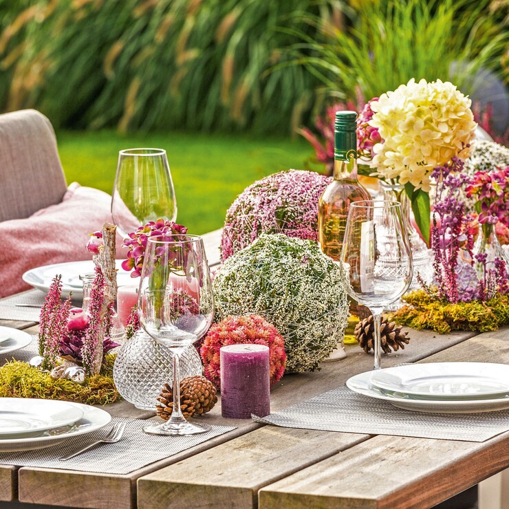 Tischdeko mit Sommerheide