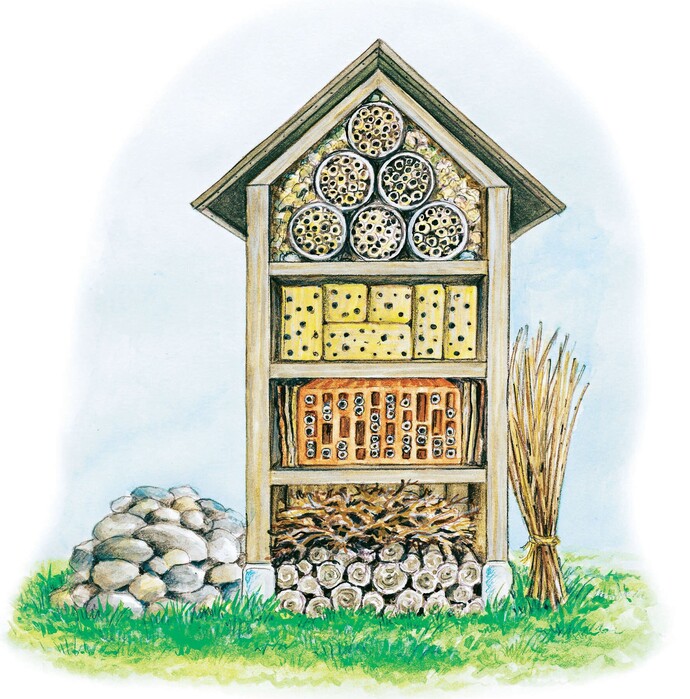 Gezeichnetes Wildbienenhotel
