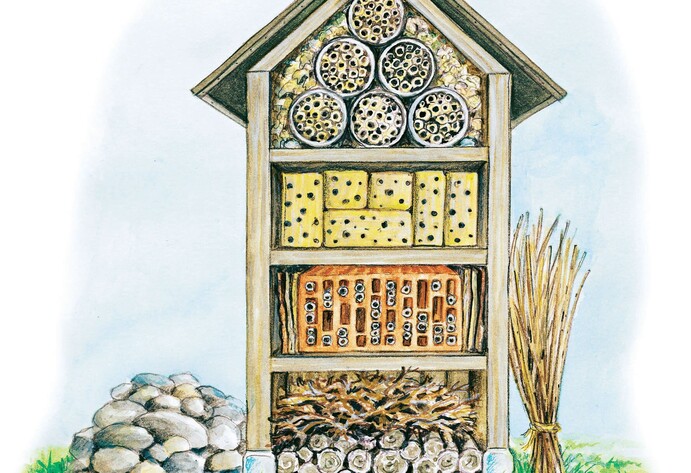 Gezeichnetes Wildbienenhotel