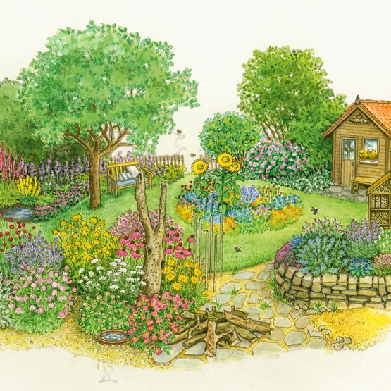 Insektenfreundlicher Garten mit Pflanzen & Insektenhotel