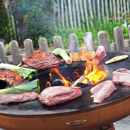 Feuerstelle mit Stahlring