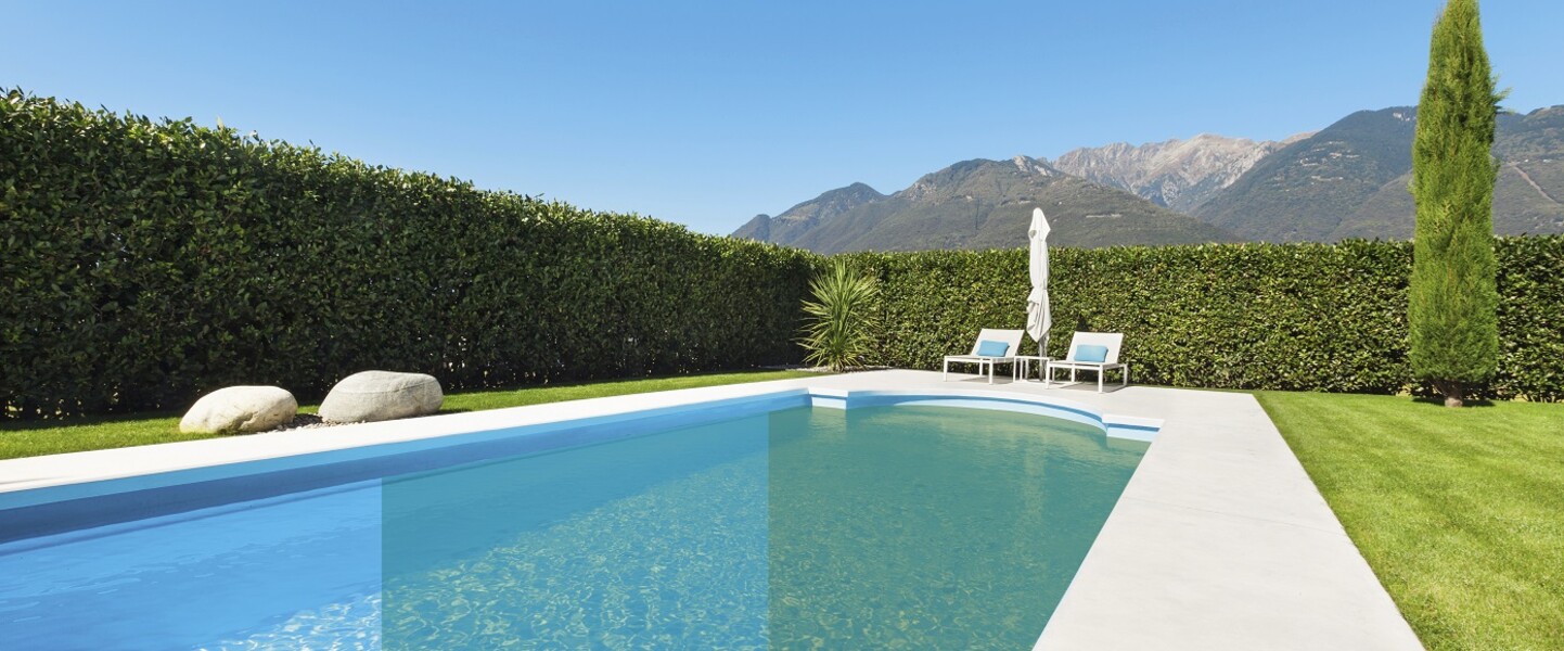 Pool im Garten durch Algen getr&uuml;bt