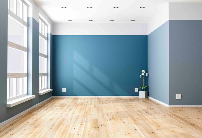 Leeres Zimmer mit blauer Wand