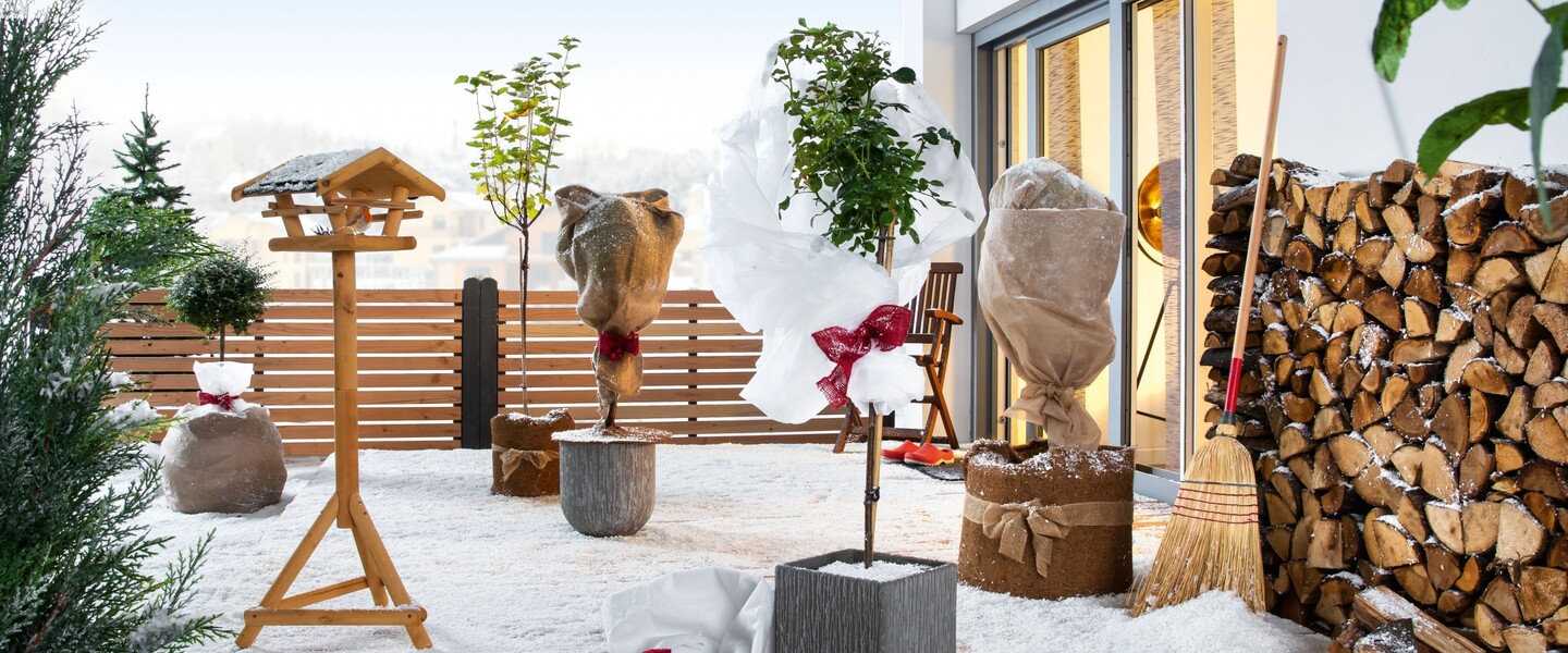 Pflanzen mit Winterschutzvlies