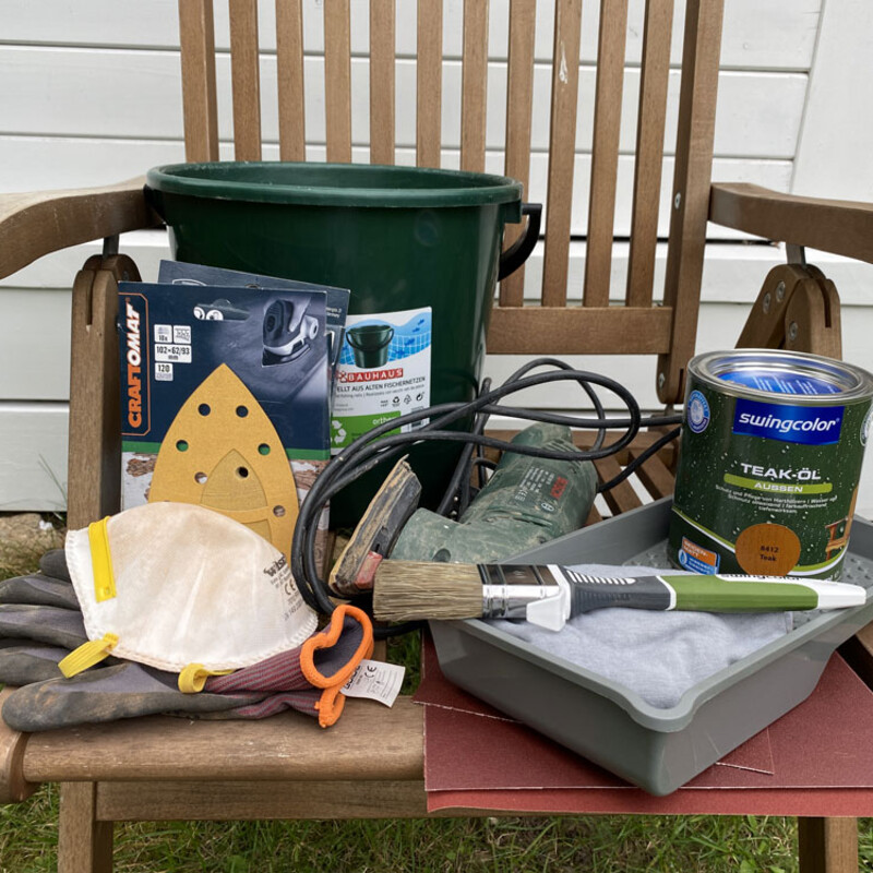 Material zum Schleifen von Gartenst&uuml;hlen