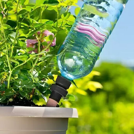 Über den Tonkegel holt sich die Pflanze immer genau so viel Wassermenge, wie sie benötigt.