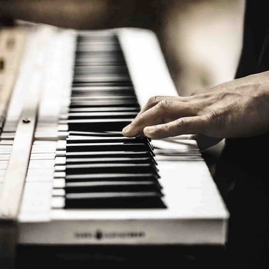 Nahaufnahme beim Spielen auf einem Steinway-Fl&uuml;gel