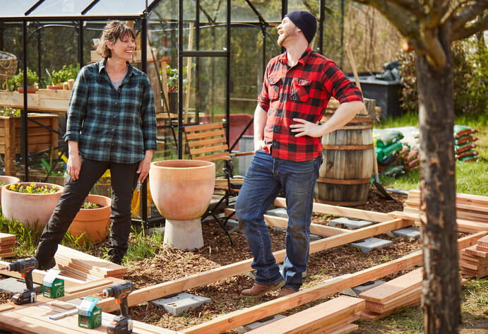 Unterkonstruktion für den Bau eines Dünenwegs aus Holz