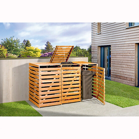 Praktische Mülltonnenbox aus Kiefernholz