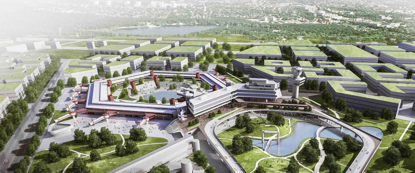 umgebautes Flughafengebäude gerendert