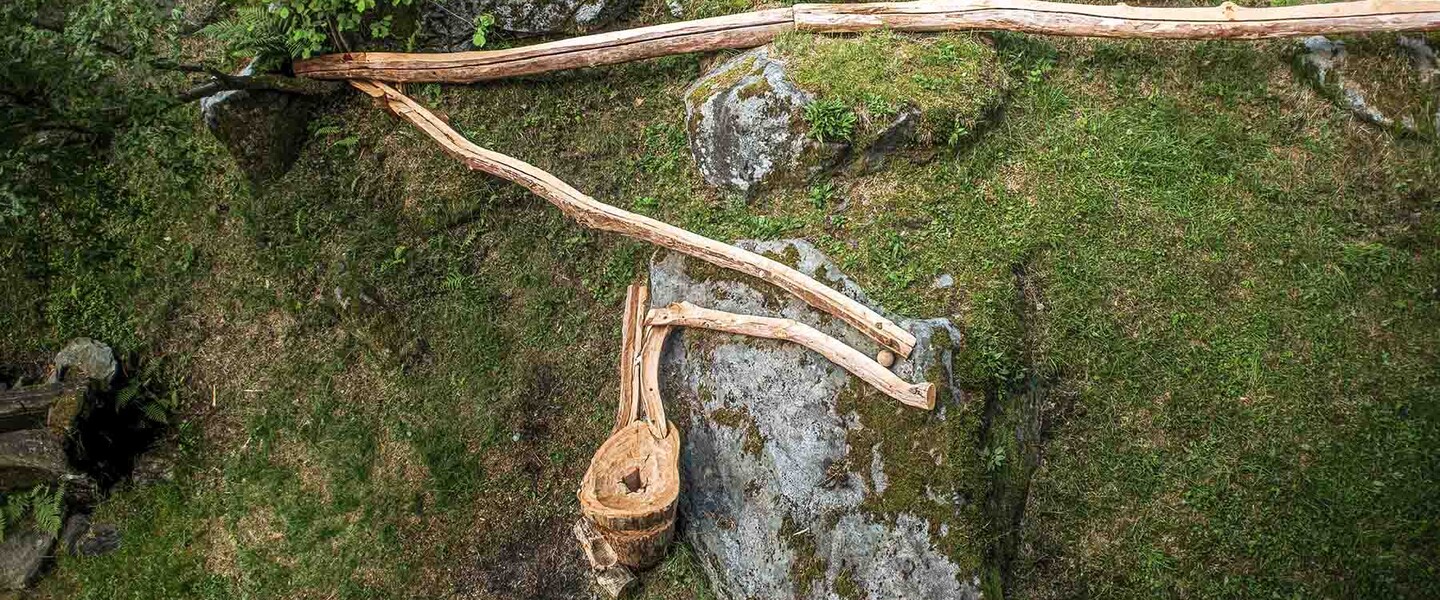 Holzkugelbahn BoBosco auf Waldboden