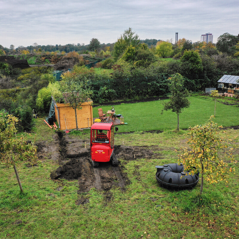 Zisterne anlegen: Drohnenaufnahme des Gartens