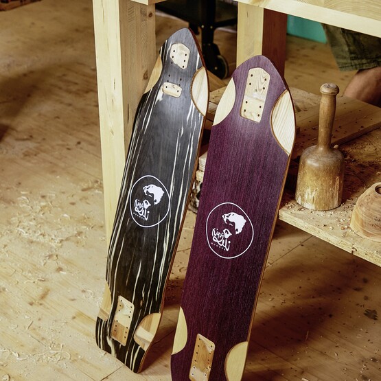 Longboarddecks an Werkbank