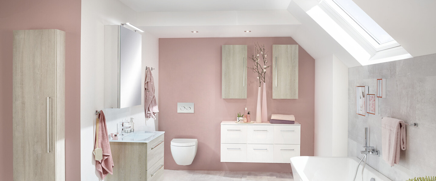 &Uuml;bersicht rosa Badezimmer